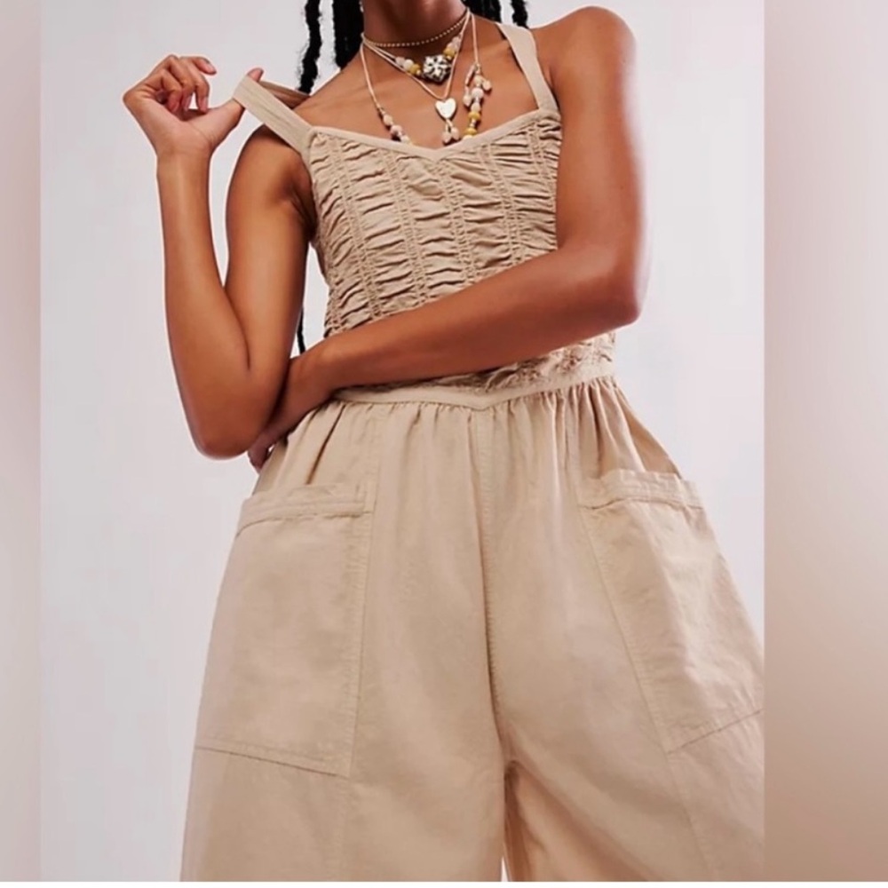 Free People NWT Forever Always 100% Cotton Wide Leg Jumpsuit small - Picture 7 of 15